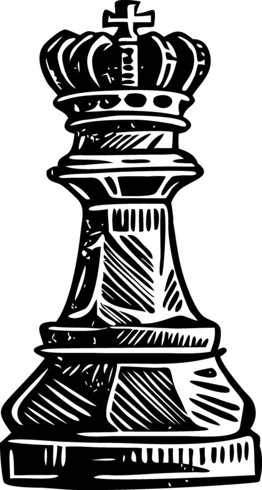 A drawing style icon of royal chess king piece vector