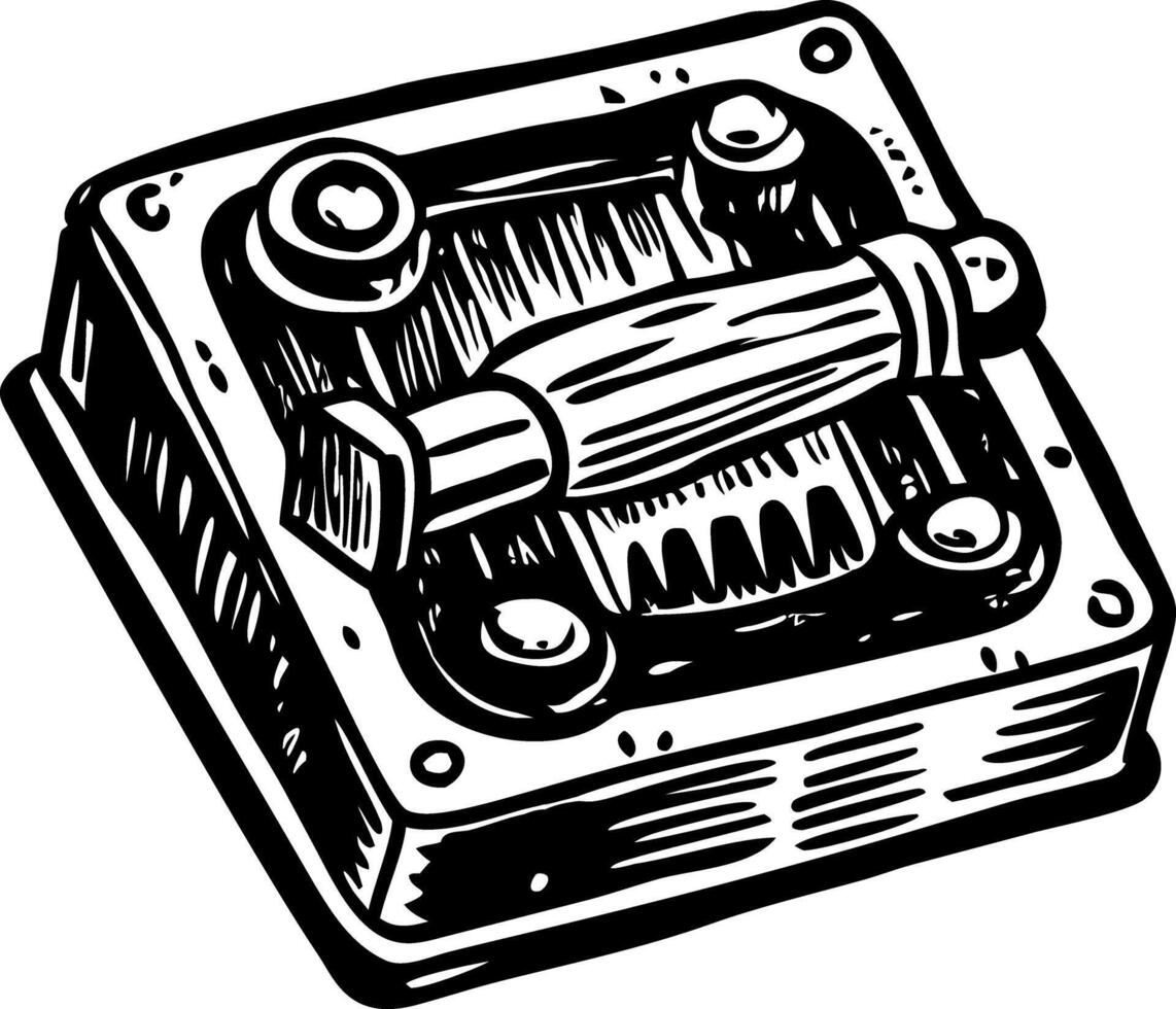 A glyph style icon of a circuit board vector
