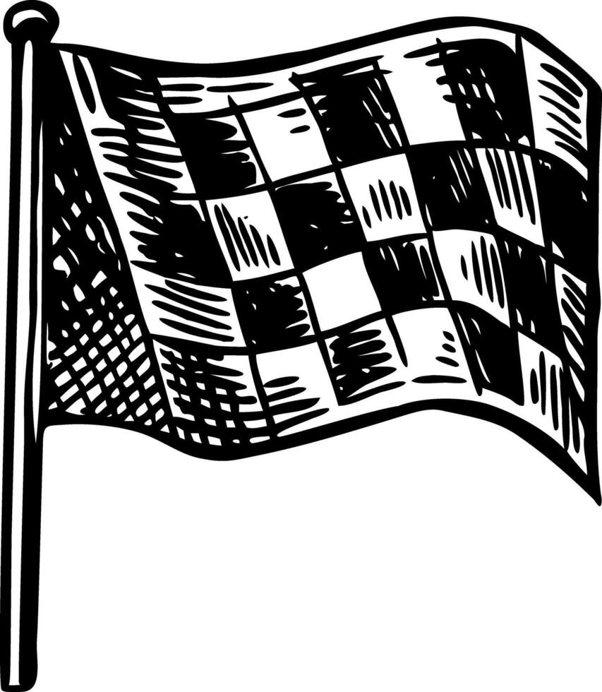 A sketchy style icon denoting checkpoint flag vector