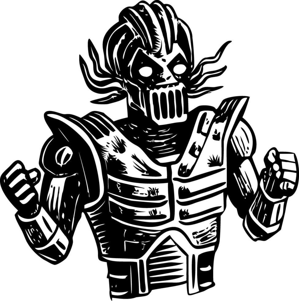A glyph style icon showing powerful gaming warrior vector