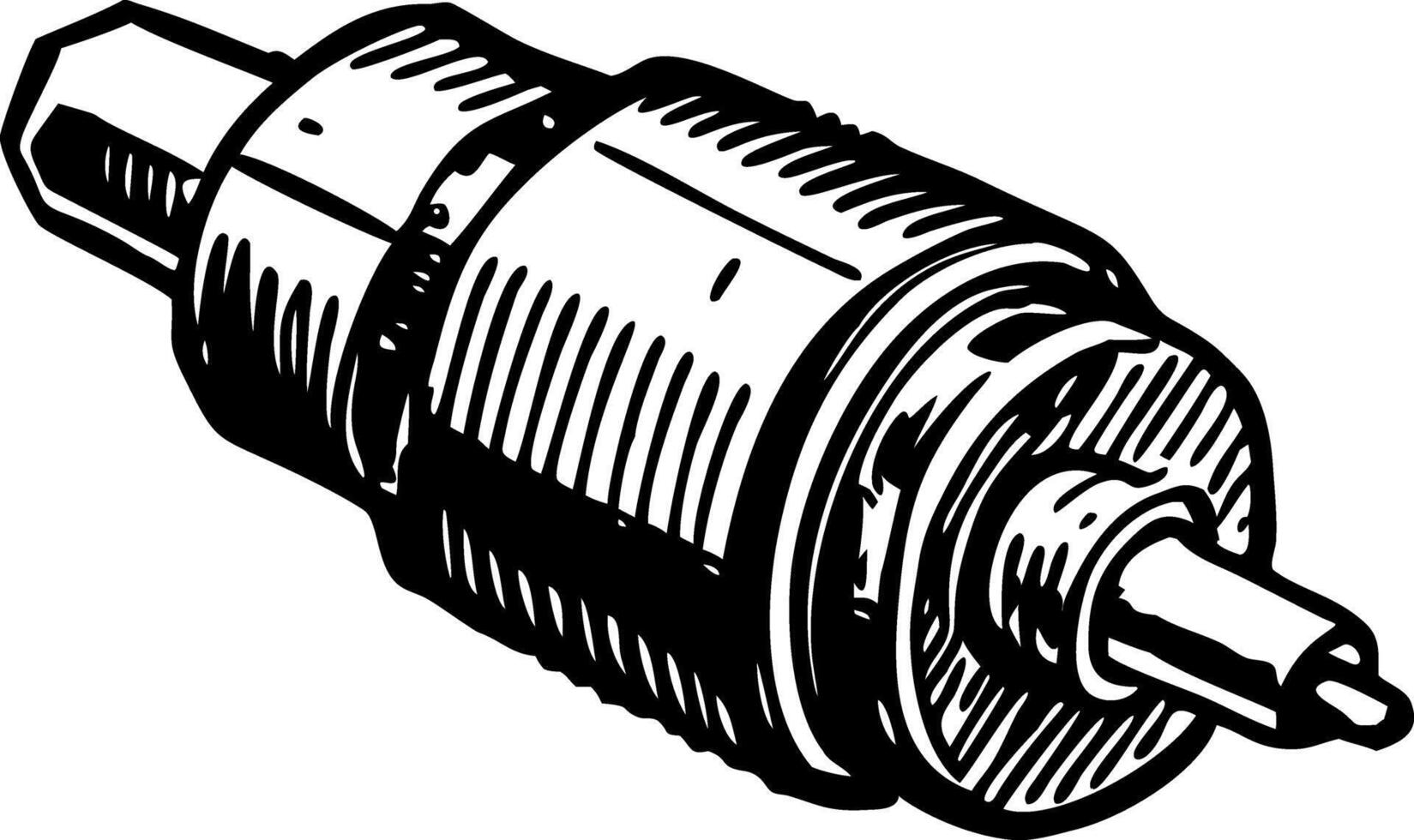 A glyph style icon showing audio jack cable vector