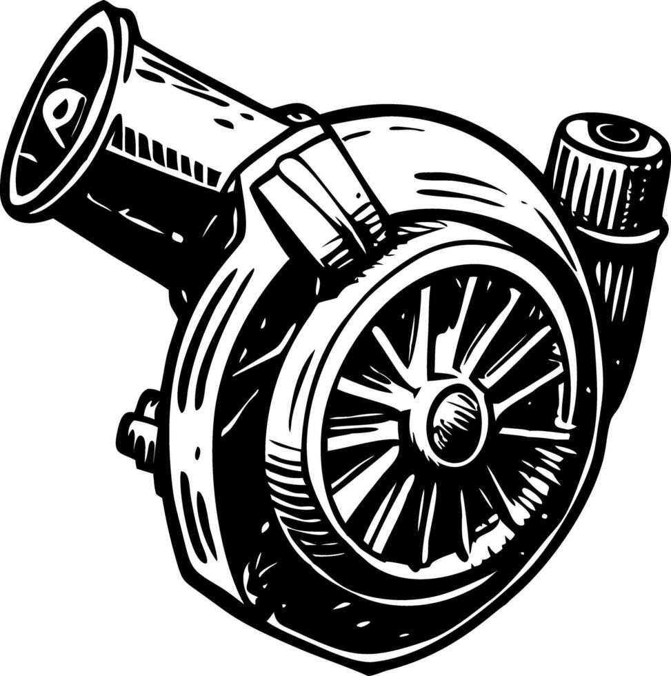 A glyph style icon of futuristic turbocharger unit vector