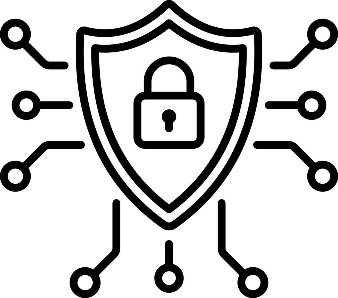 A linear style icon of network security vector