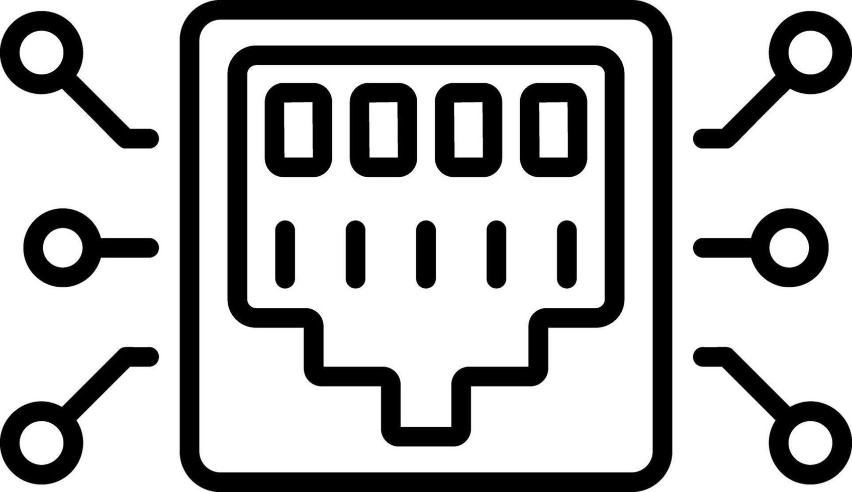 An outline style icon of network port vector