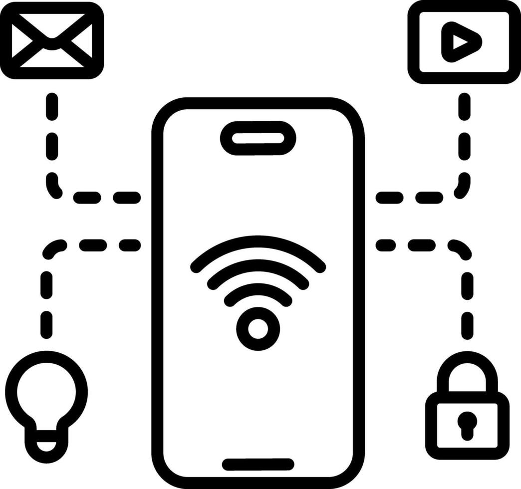 A linear style icon of mobile network vector