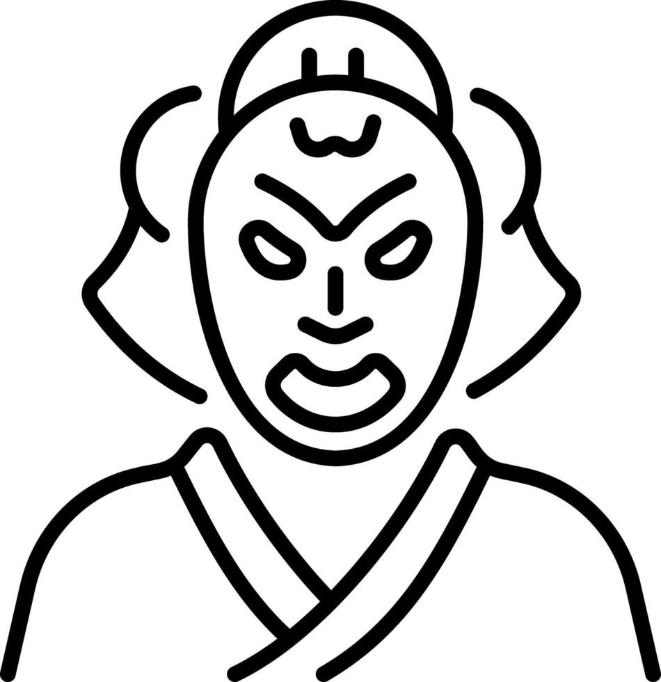An outline style icon of kabuki actor vector