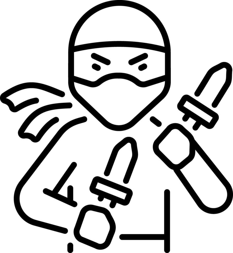 A line style icon of ninja warrior vector