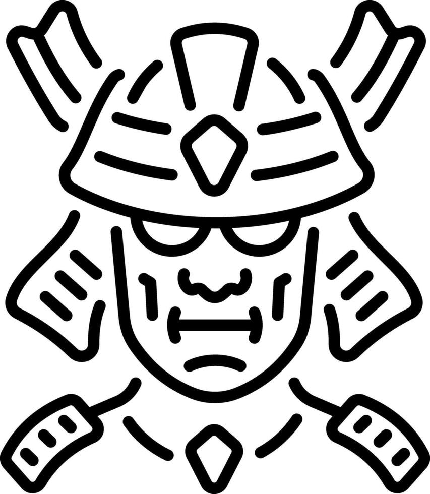 A line style icon of samurai mask vector