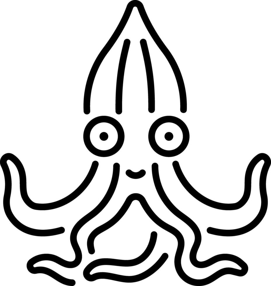 A line style icon of squid vector