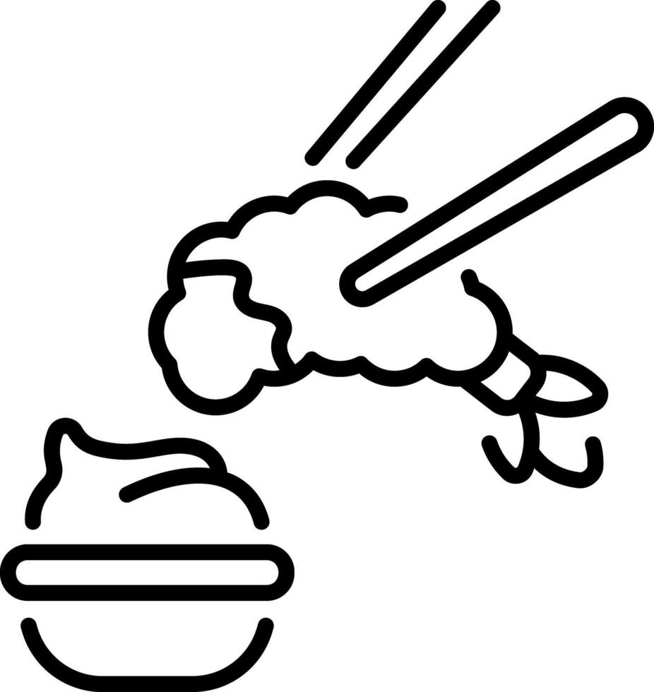 An outline style icon of shrimp tempura vector