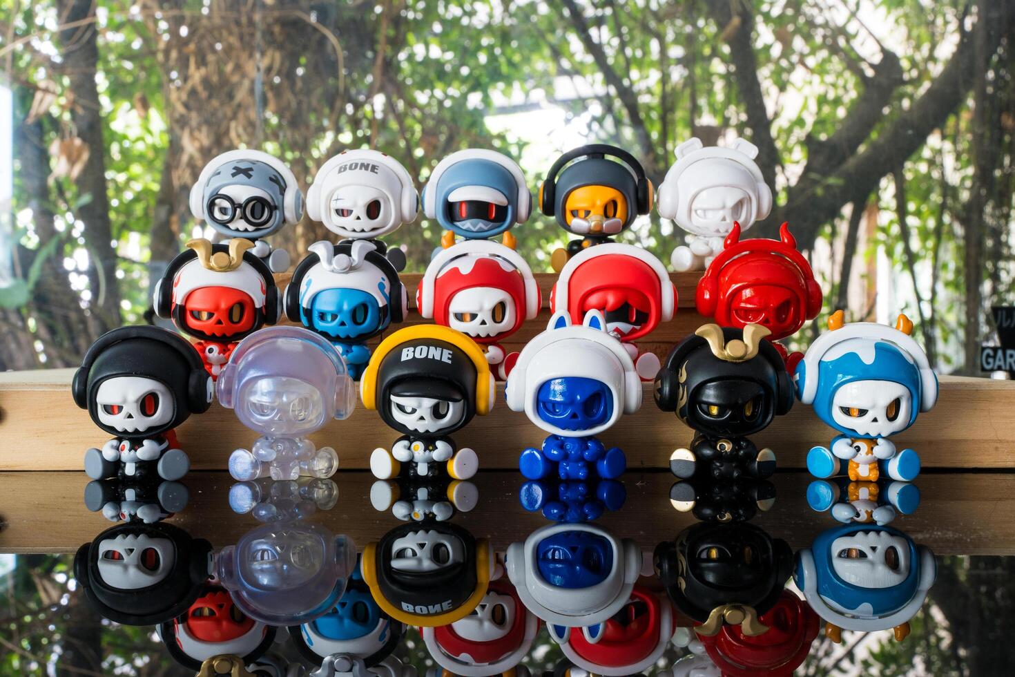 Bangkok, Thailand - May 2, 2025 Row of figures MR.BONE Baby Bone Series Blind Box, blind box collectable cute toys photo