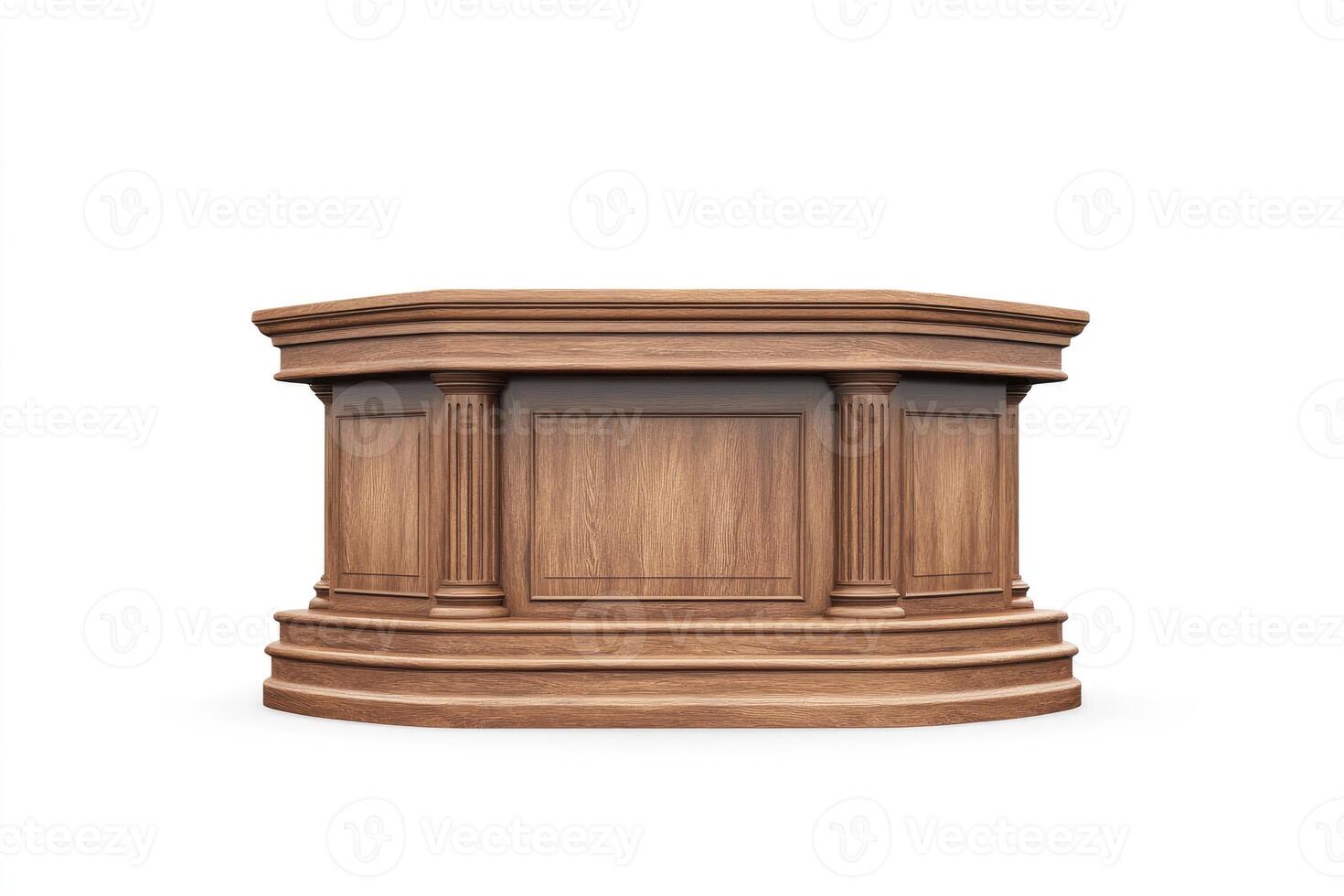 Presenting Wooden Podium with Columns for Speaking or Display Isolated photo