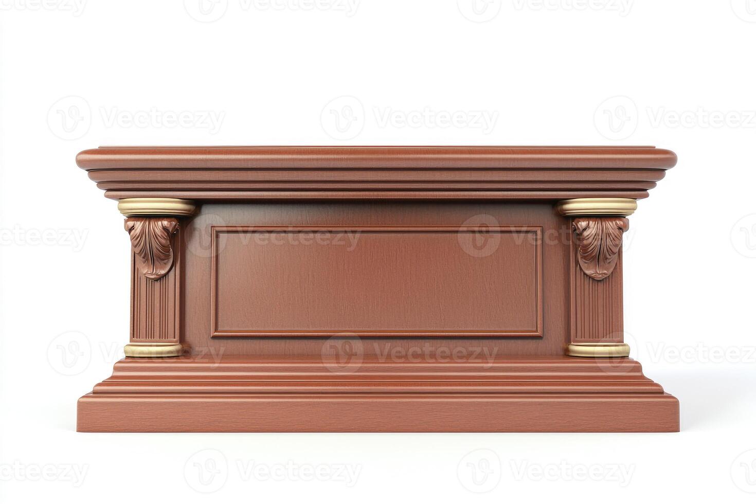 Wooden Podium Isolated on White Background for Presentation or Speech photo