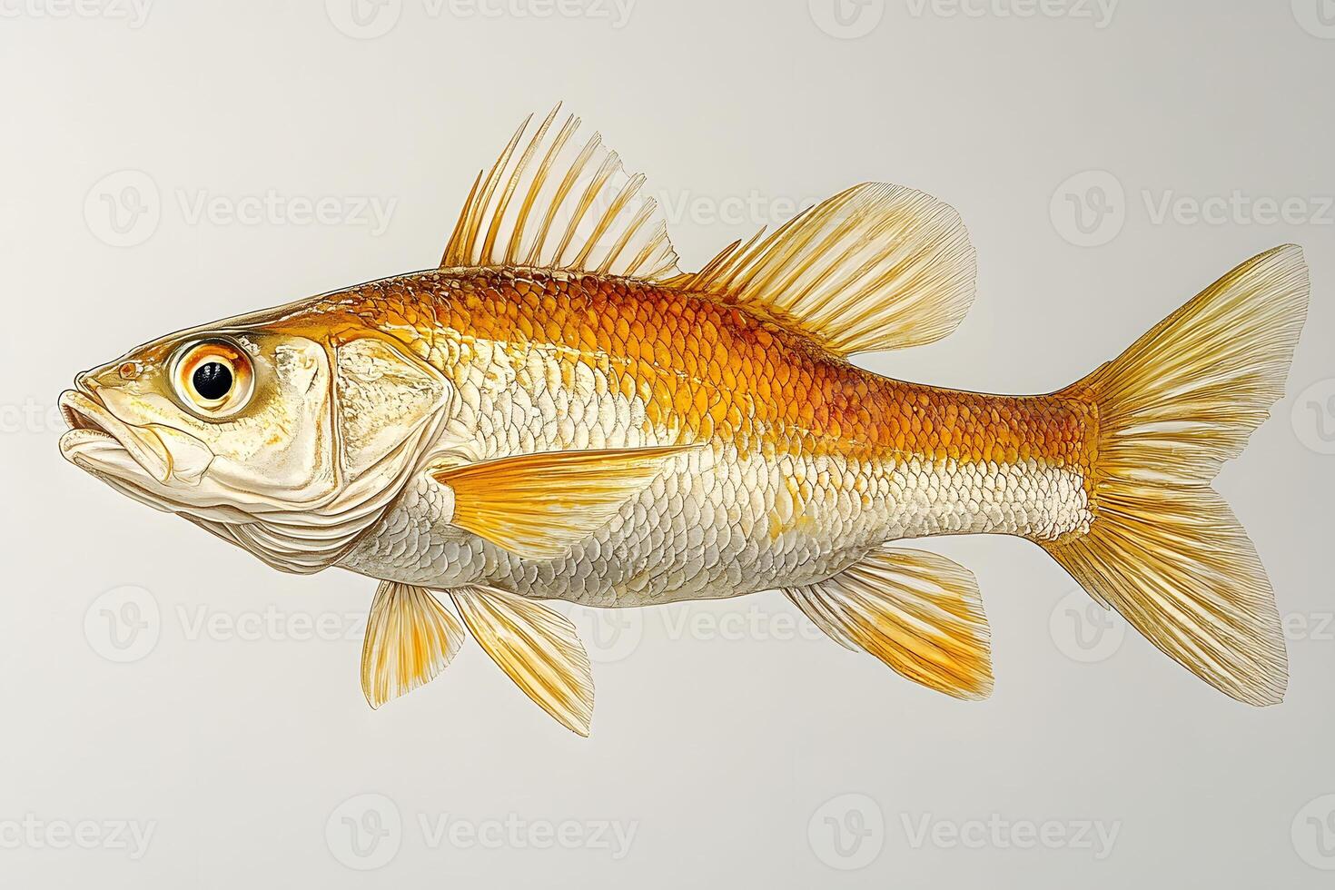 Realistic Illustration of a Golden Fish for Marine Life Artwork and Educational Material photo