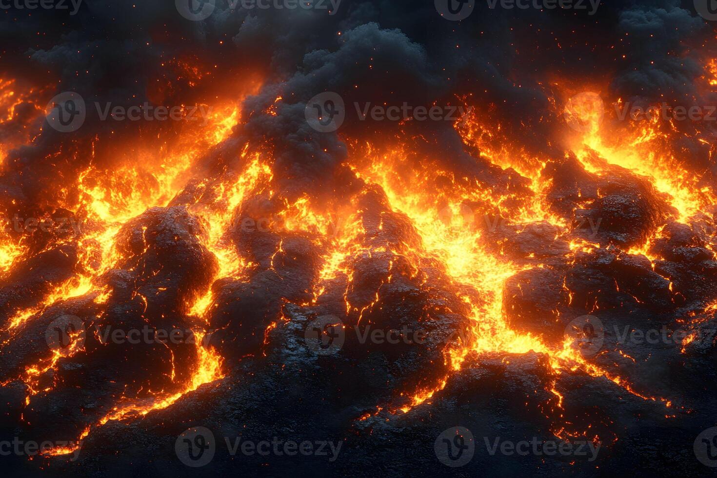 Molten Lava Flow Scenery Capturing Intense Volcanic Eruption for Nature Posters photo
