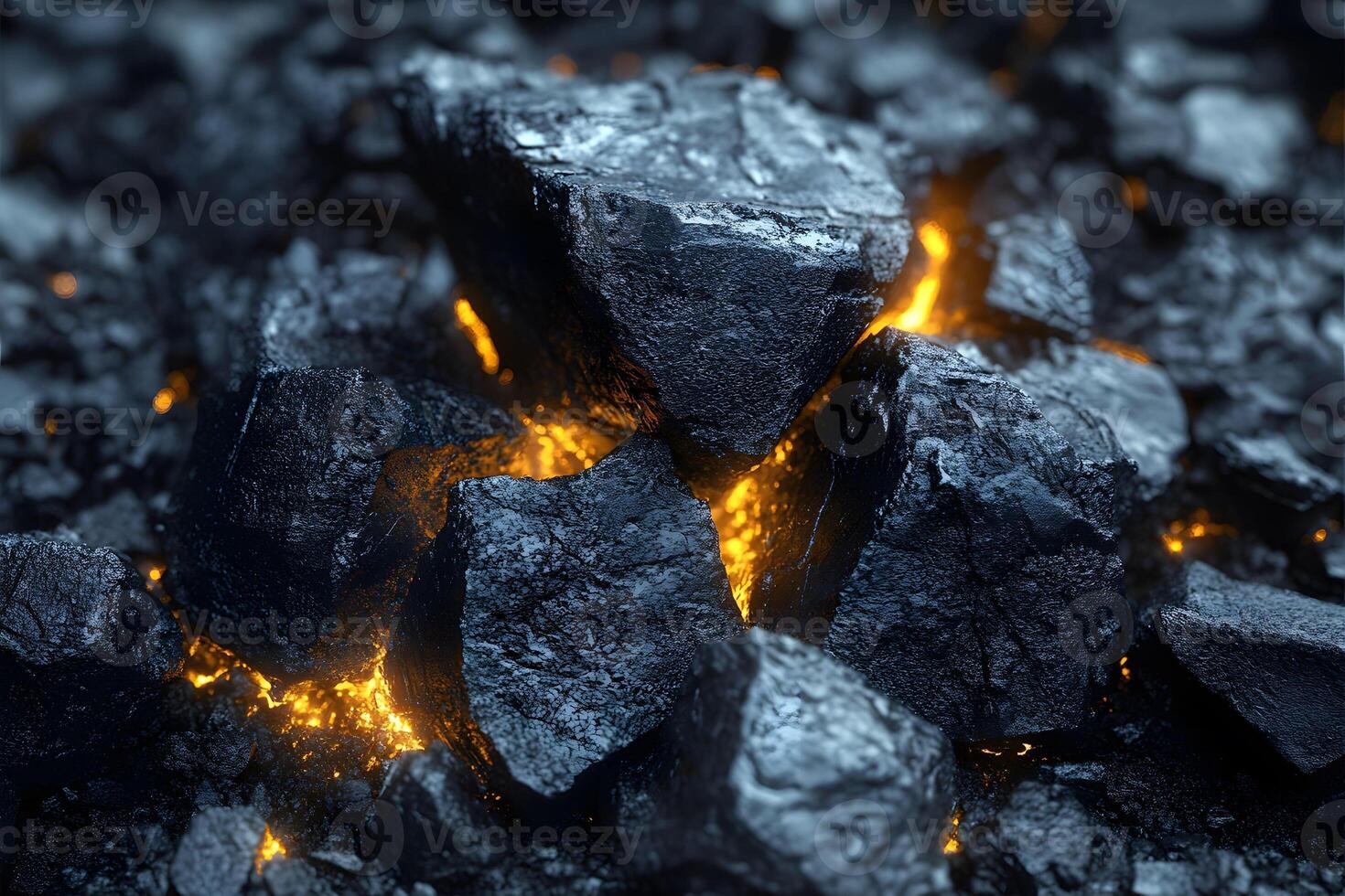 Glowing Coals and Charcoal Rocks for Energy and Heat Concepts in Industrial Design photo