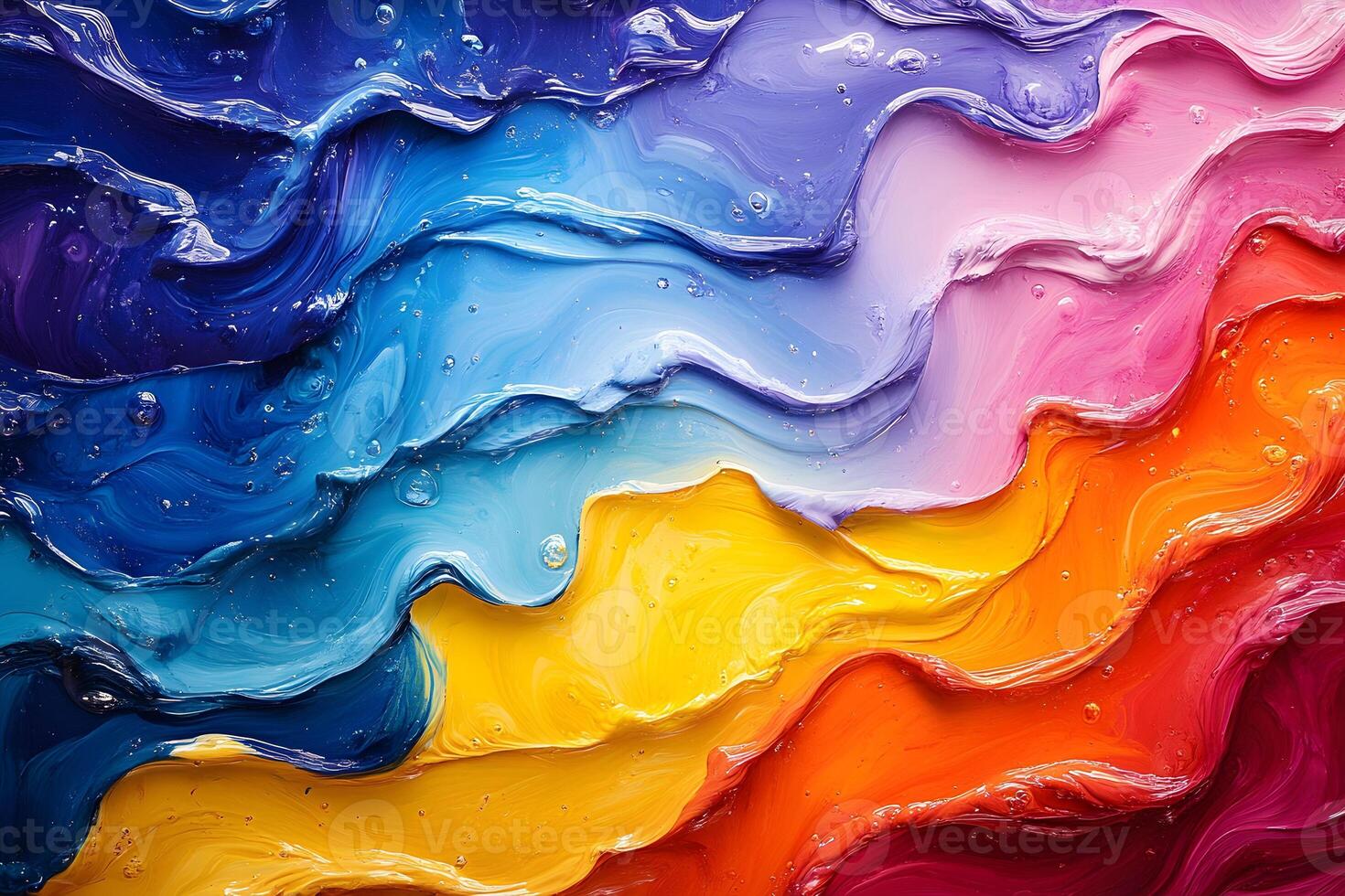 Colorful Abstract Waves in Oil Paint Texture for Art and Design photo