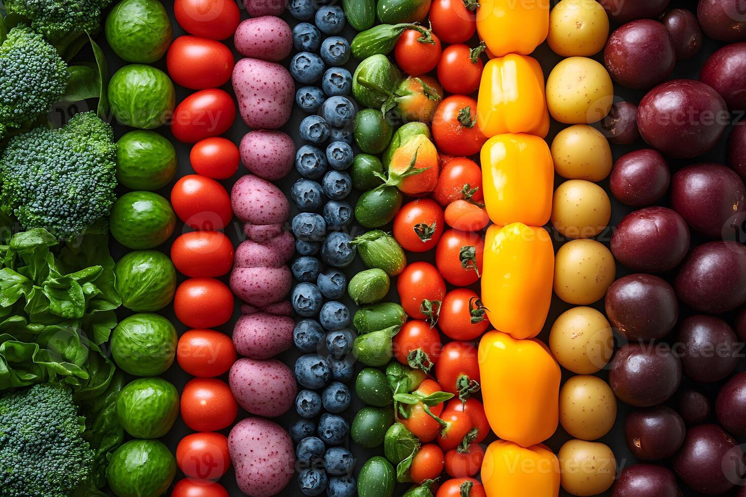 Vibrant Array of Fresh Vegetables and Fruits for Healthy Eating and Nutrition Concepts photo