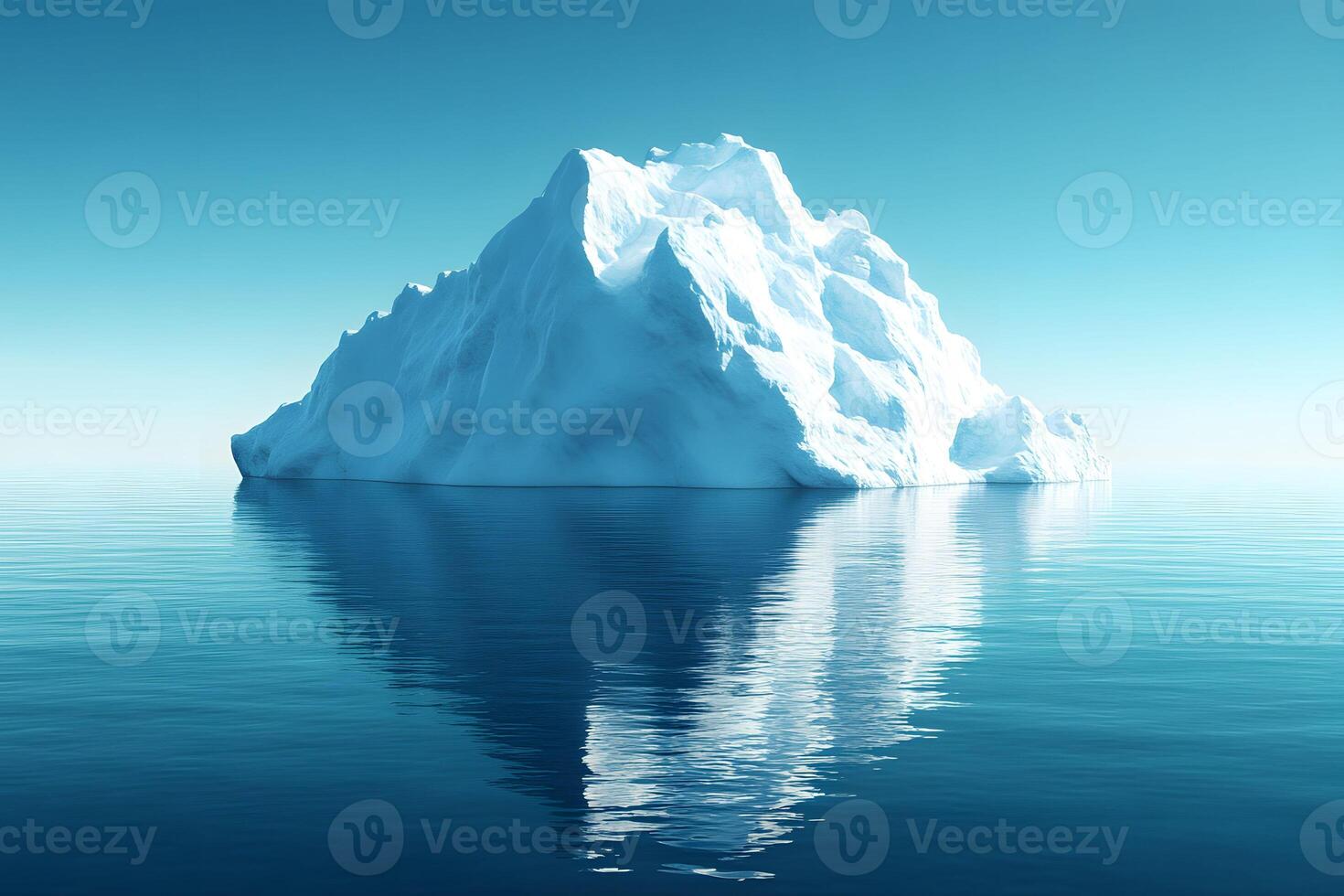 Serene Arctic Iceberg Reflection on Calm Ocean Water photo