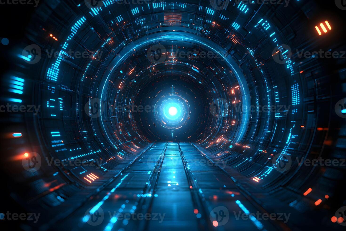 Futuristic Sci-Fi Tunnel Illumination for Digital Design and Space Exploration Themes photo
