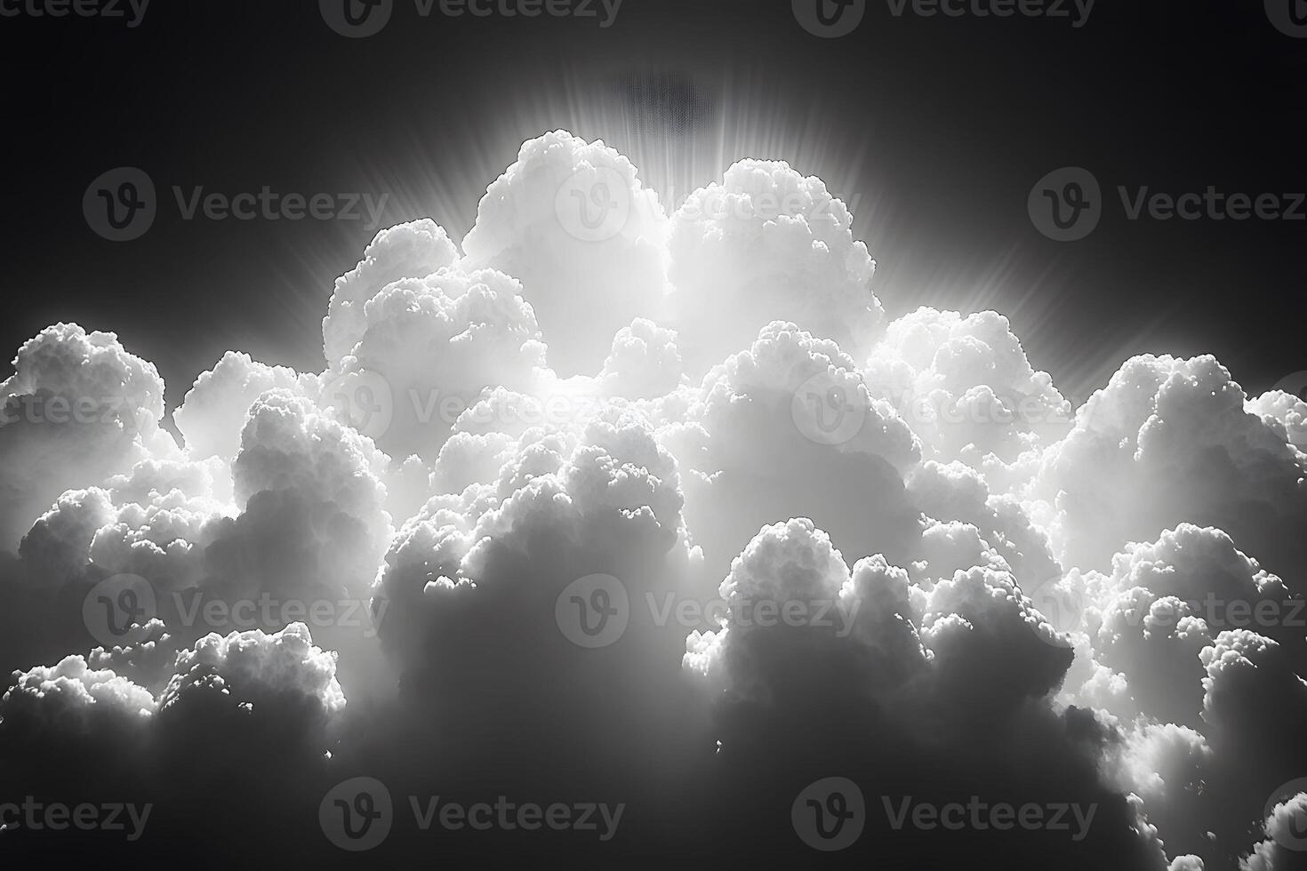 Dramatic Backlit Cloudscape with Sunlight Rays - Atmospheric Sky Concept for Nature Design photo