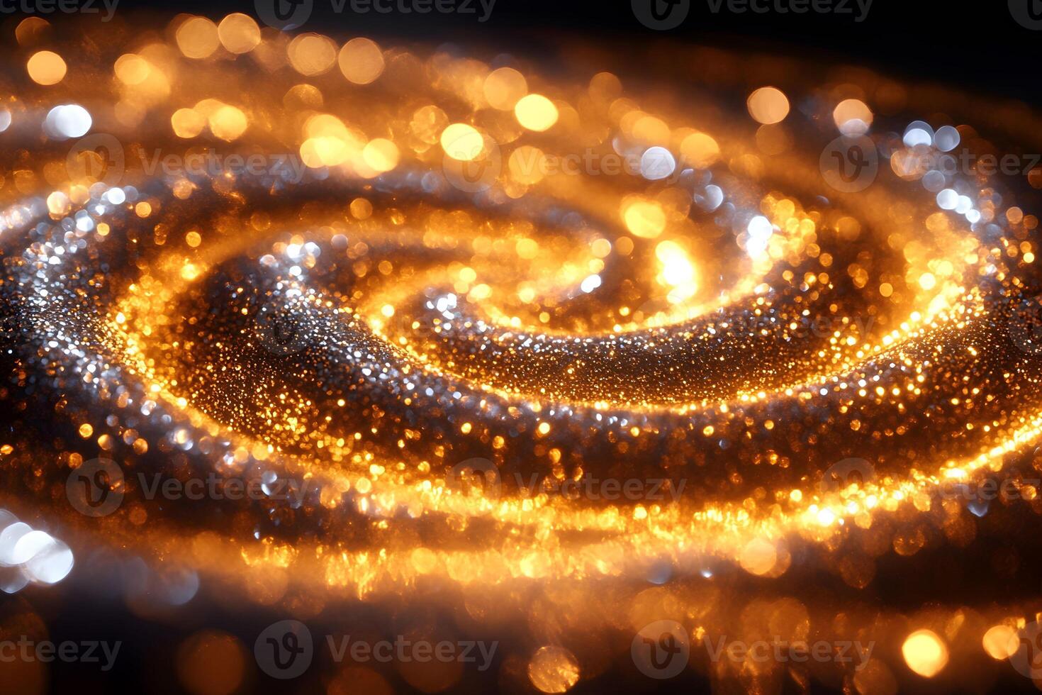 Cosmic Glittering Spiral Abstraction - Vibrant Golden Swirl for Background Design and Creativity photo