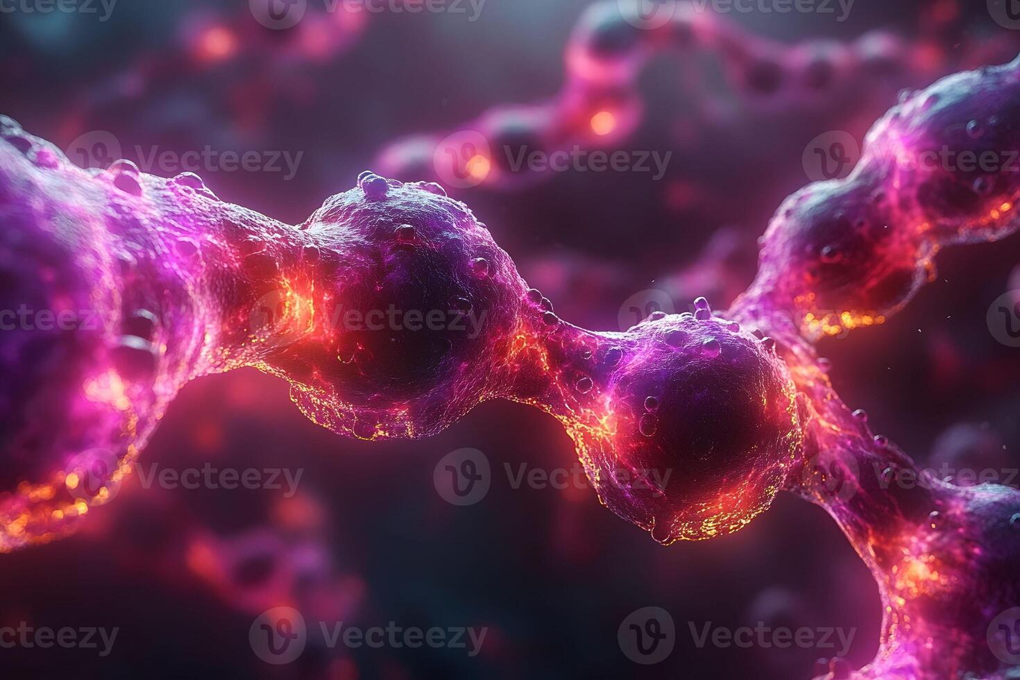Abstract Digital Art Depicting Glowing Pink and Purple Molecular Structures photo