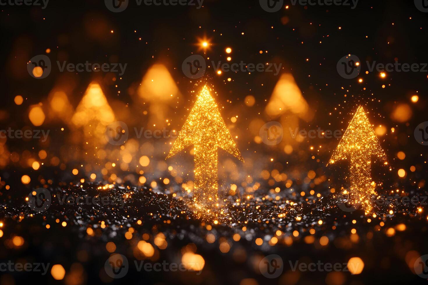 Glowing Arrows of Success and Progression in Sparkling Abstract Background photo