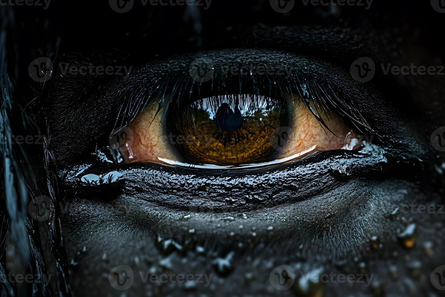 Intense Close-Up of a Watery Eye with Dramatic Depth photo