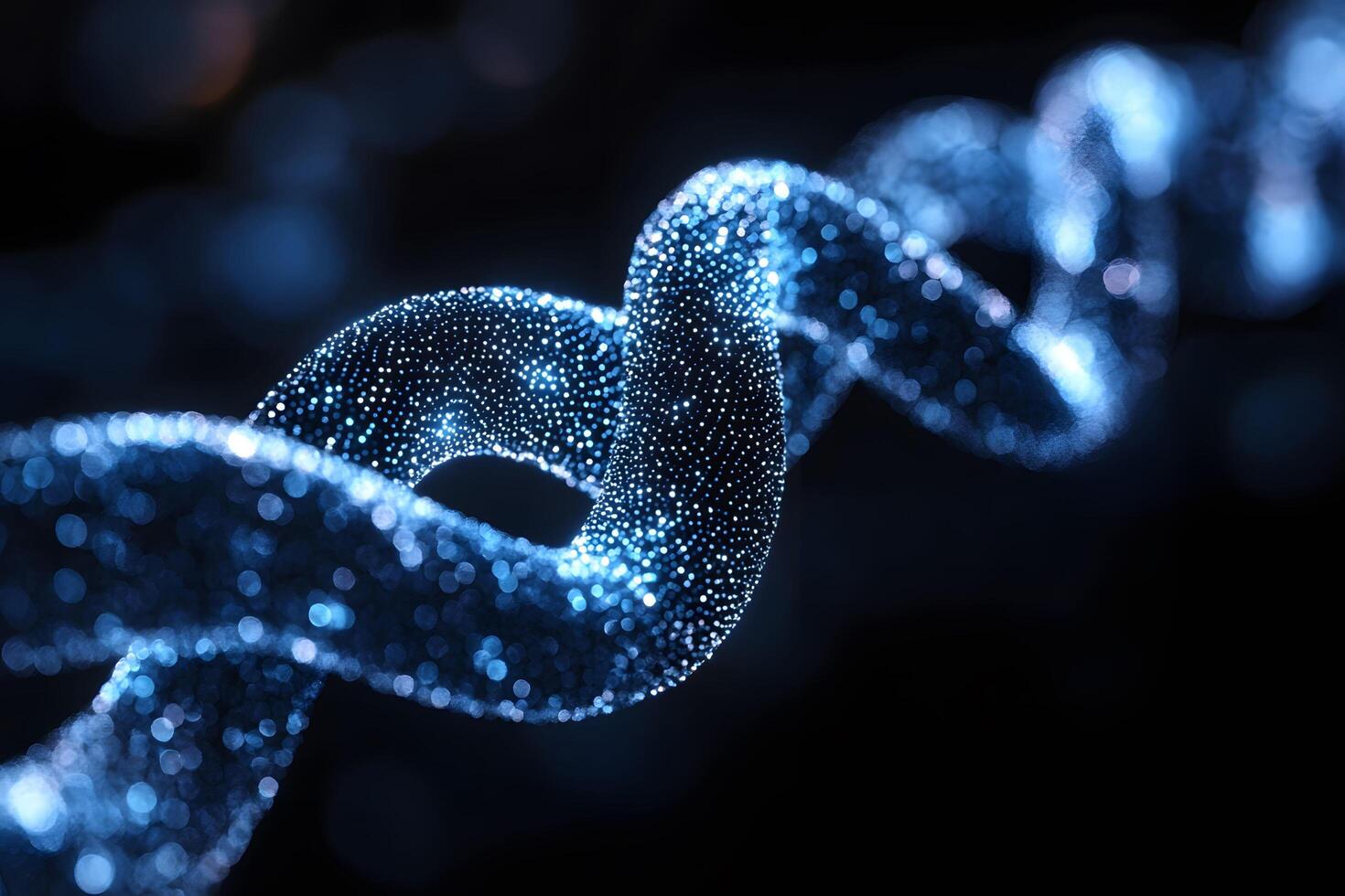 Futuristic DNA Helix in Blue Light for Genetic Science Concepts and Design photo
