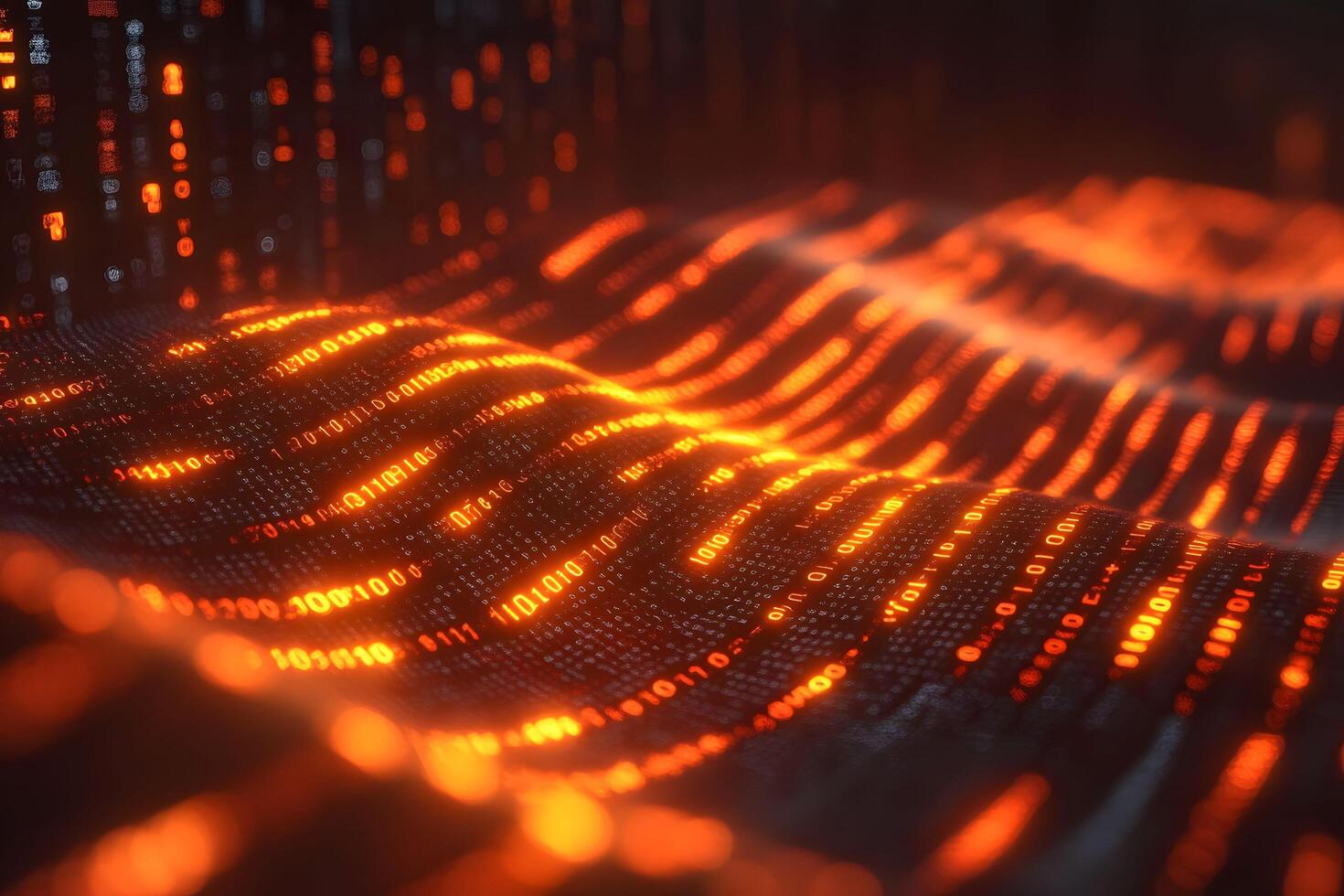 Abstract Digital Wave with Glowing Binary Code for Technology Design photo