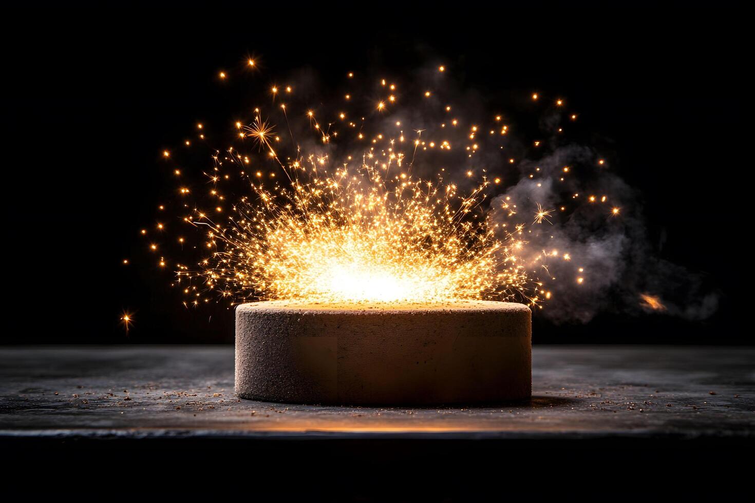Explosive Sparkler Effect with Vibrant Golden Fireworks on Dark Background photo