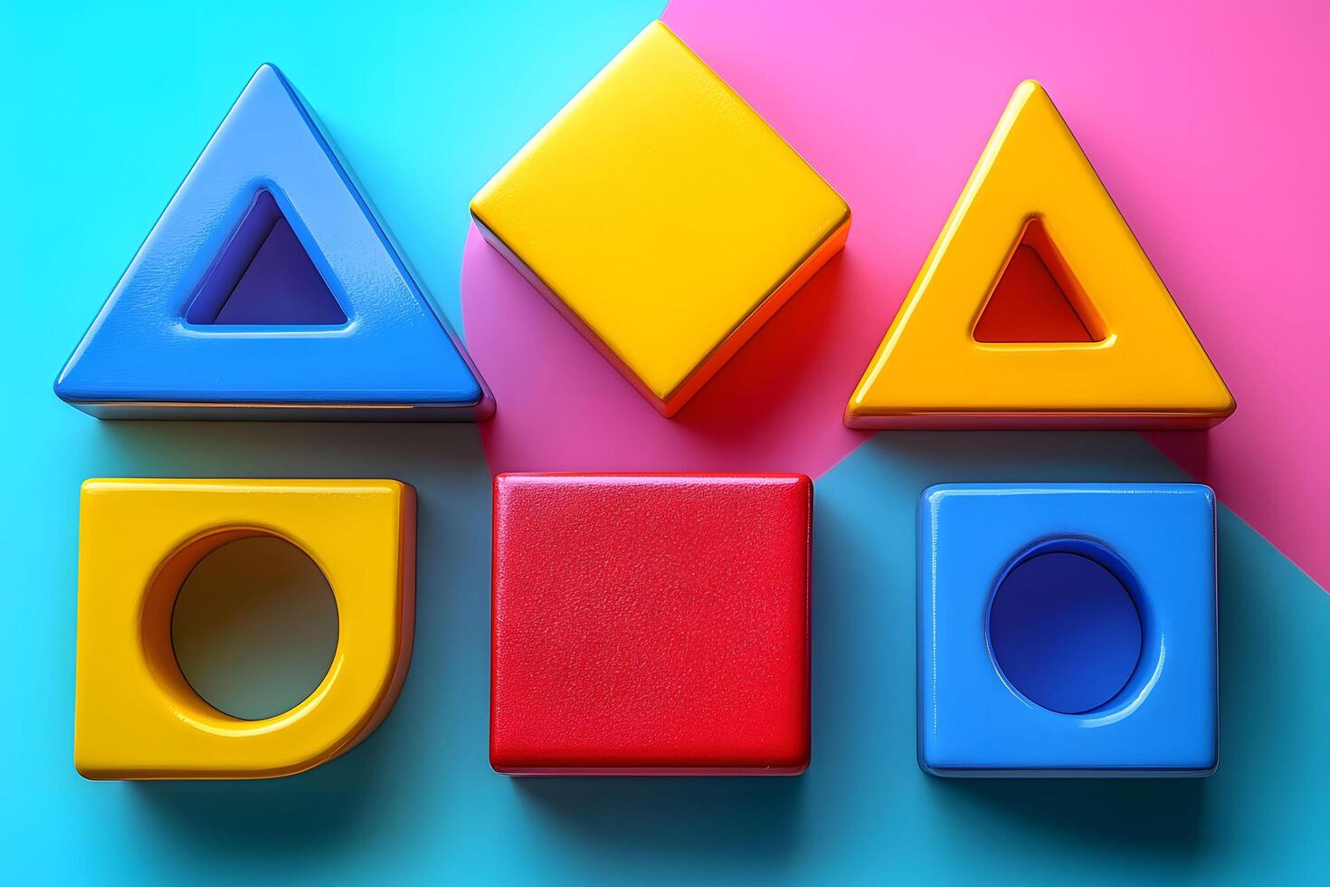 Colorful Geometric Shapes on Vibrant Background for Educational and Design Uses photo