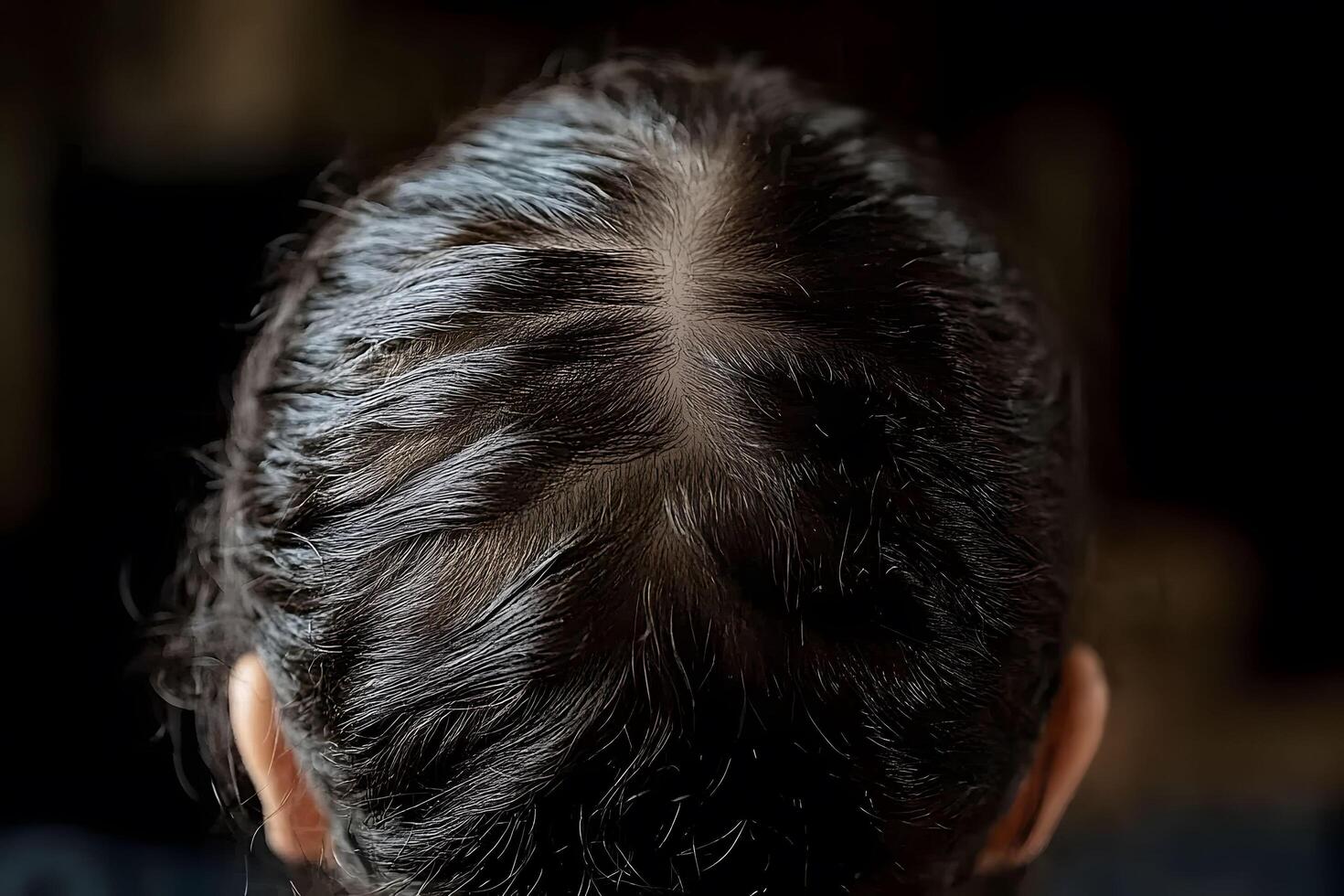 Detailed View of Child's Hair and Scalp Close-Up for Educational and Dermatological Purposes photo