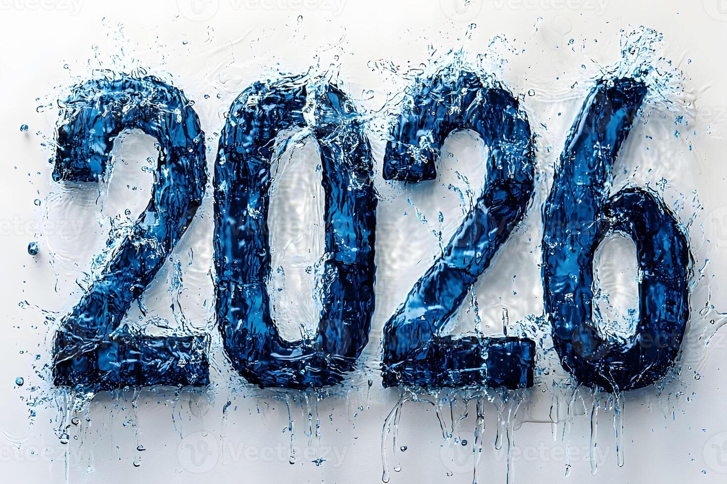 2026 Water Splash Typography Design - Refreshing New Year Concept photo
