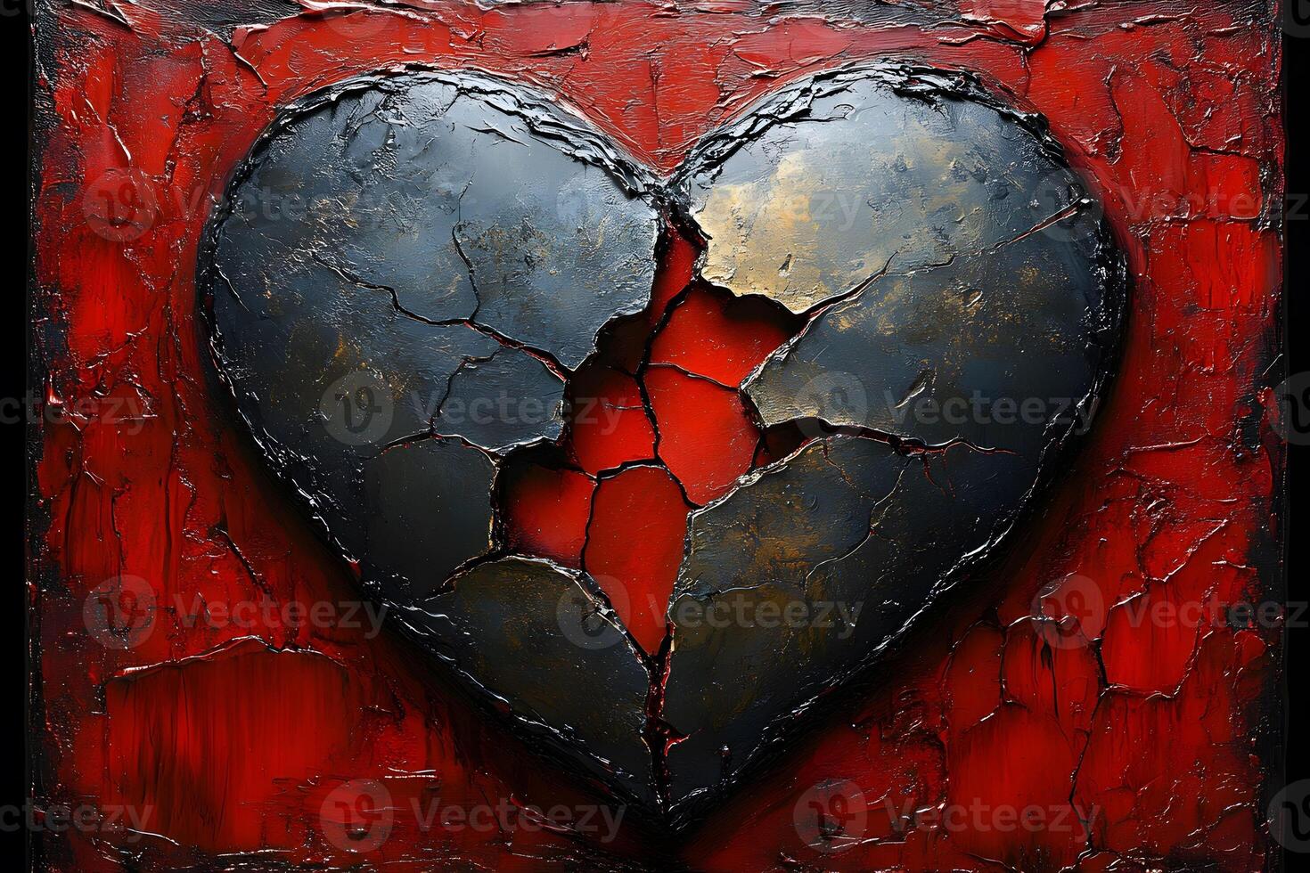 Broken Heart Abstract Art Symbolism of Love and Pain in Textured Design for Emotional Expression photo