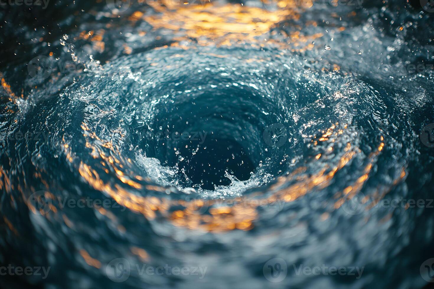 Mesmerizing Water Vortex with Swirling Ripples and Reflections for Dynamic Design photo