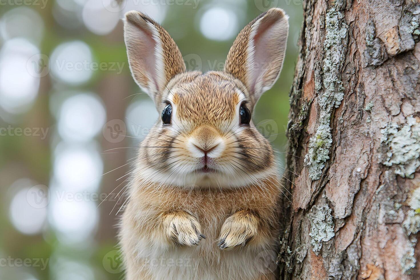 Adorable Rabbit in Forest Setting for Nature and Wildlife Themes photo