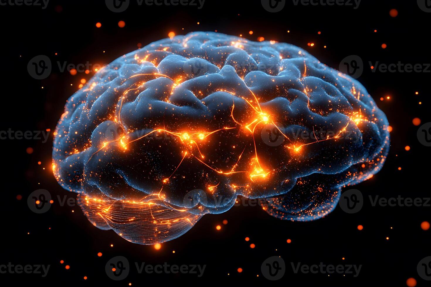 Futuristic Neural Network Visualization with Glowing Brain Connections for Technology Concept Art photo