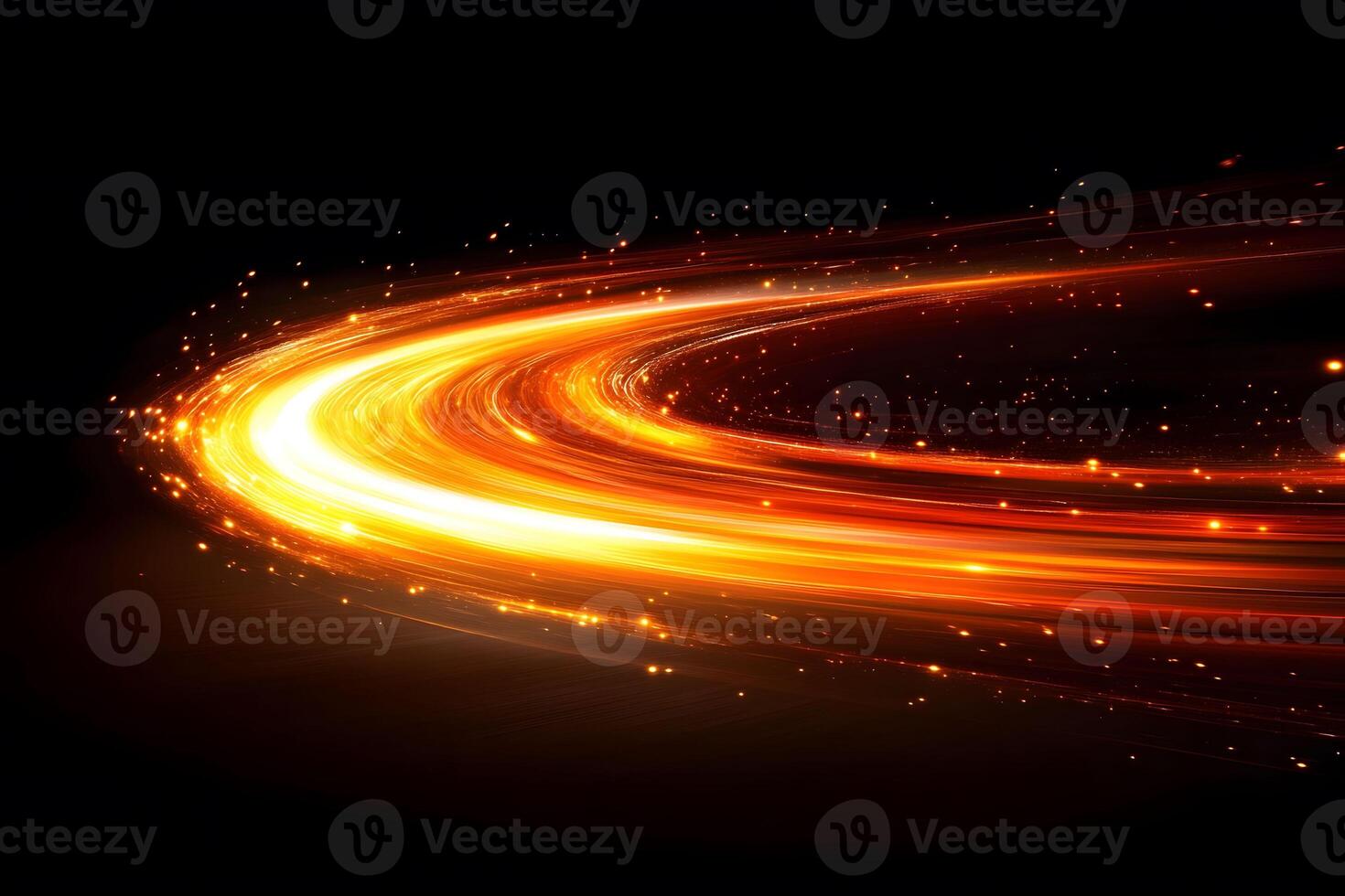 Dynamic Swirling Light Streaks on Black Background for Modern Design Art photo
