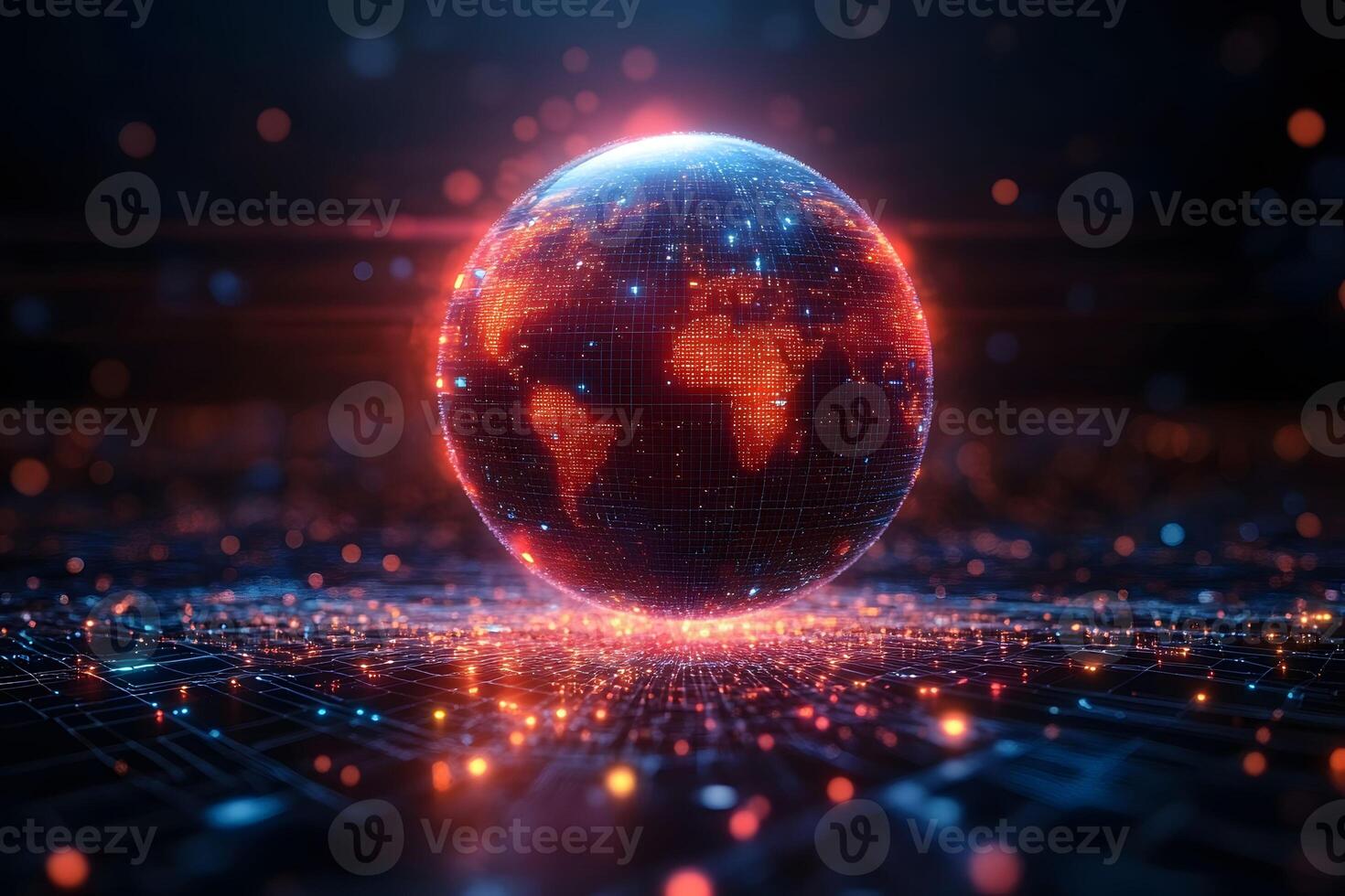 Digital Earth Sphere Futuristic Global Connectivity and Technology Concept for Design photo