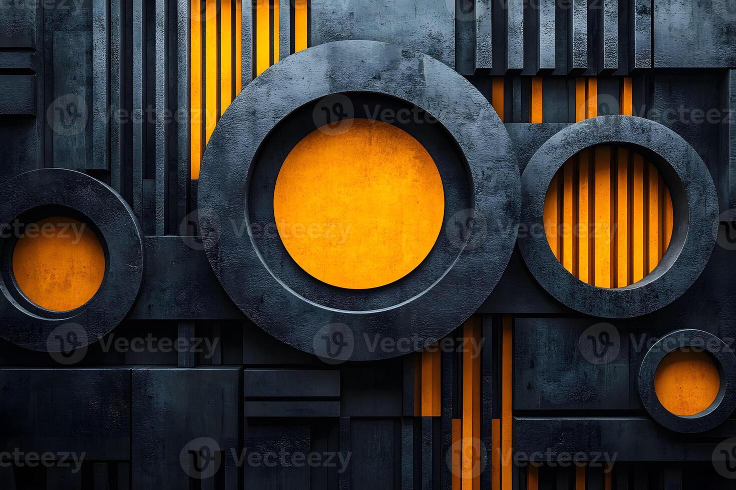 Abstract Geometric Composition with Circular Elements and Bold Yellow Accents for Modern Design photo