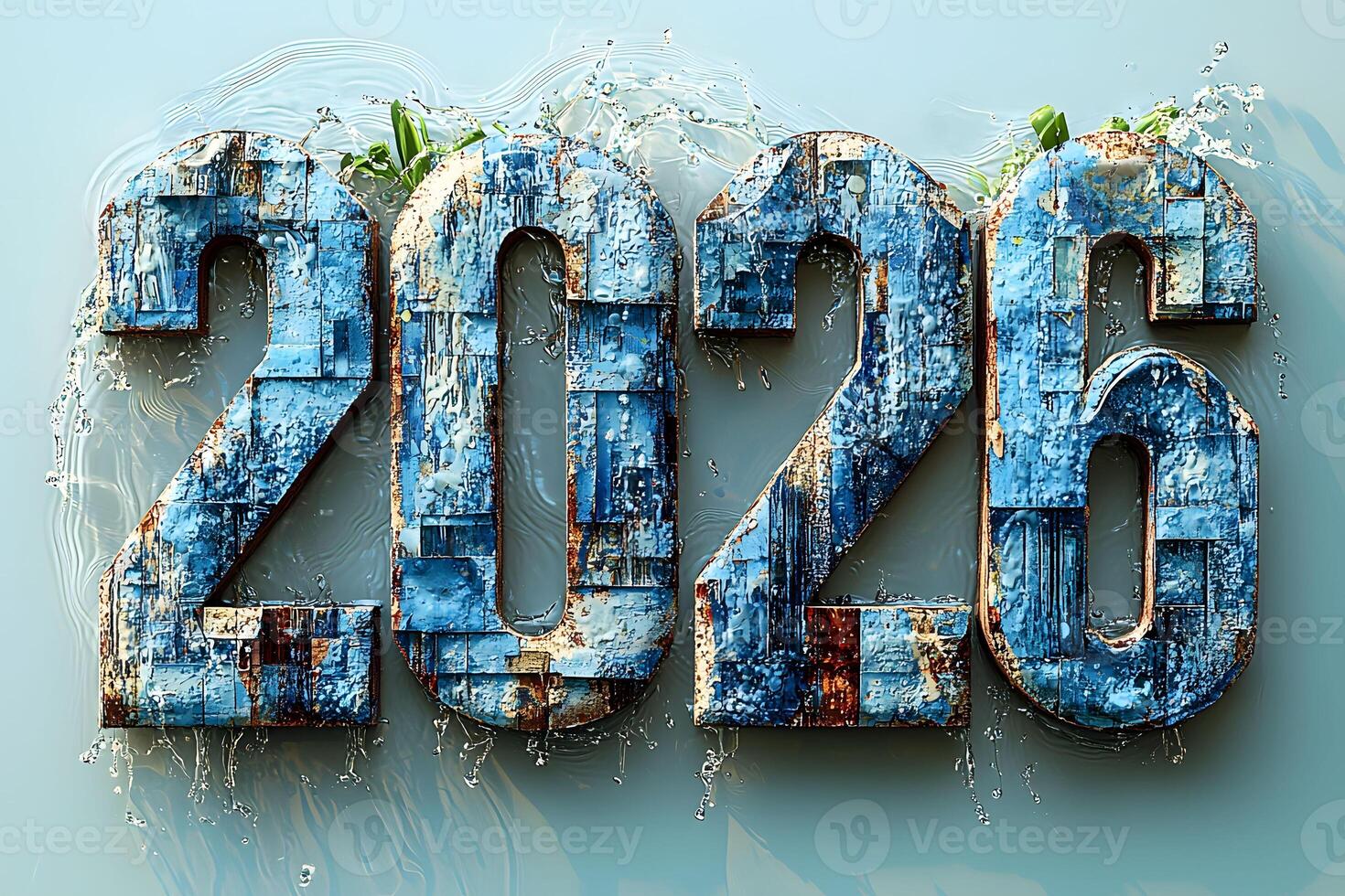 Rustic 2026 Water-Themed Art for New Year's Design and Decor photo