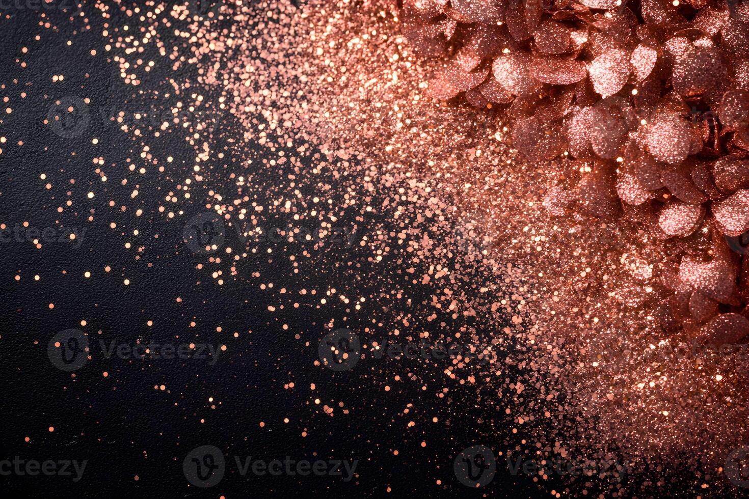 Sparkling Rose Gold Glitter on Black Background for Festive and Glamorous Designs photo