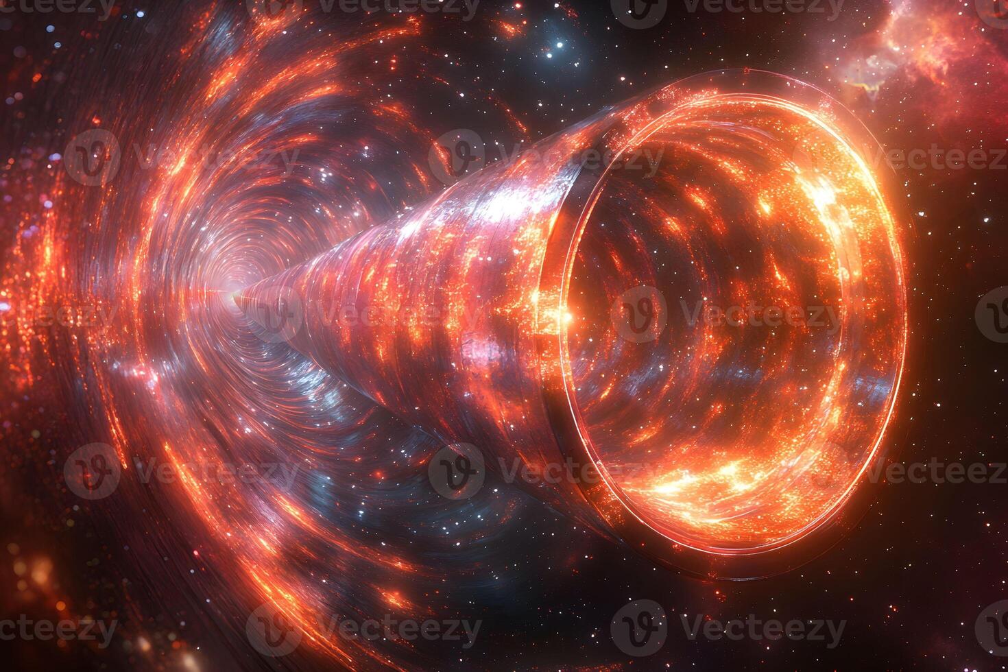 Futuristic Space Vortex and Tunnel in Cosmic Galaxy Journey for Sci-Fi Concepts photo