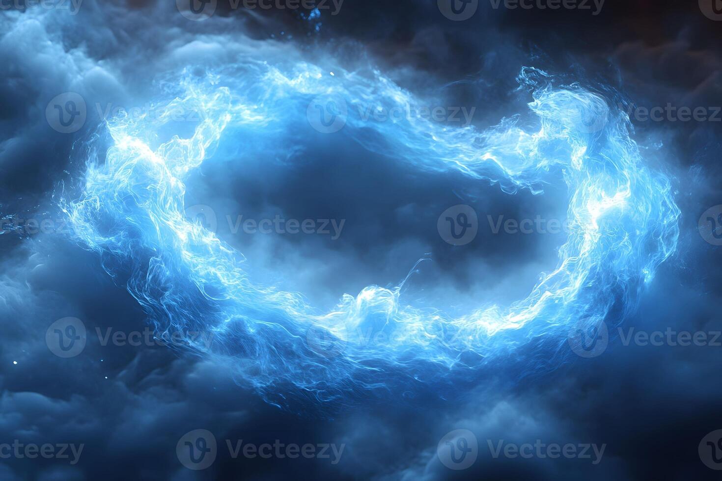 Abstract Energy Ring Surrounded by Dark Clouds - Digital Art for Science Fiction Concepts and Designs photo