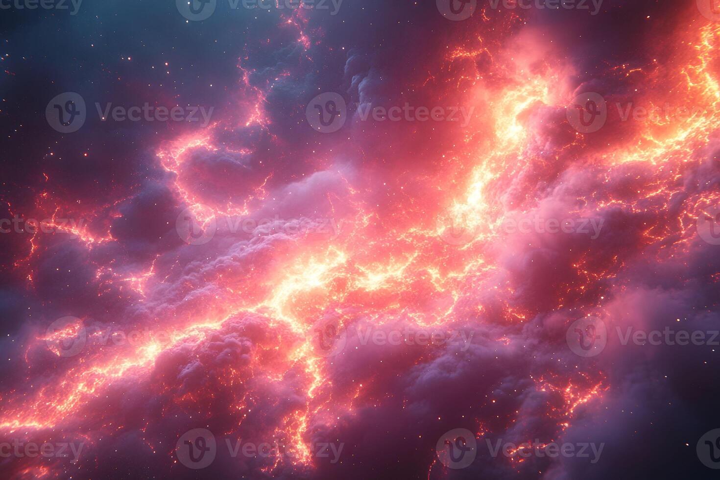 Cosmic Explosion of Red and Orange Nebula at Night in Space Astronomy Scene photo