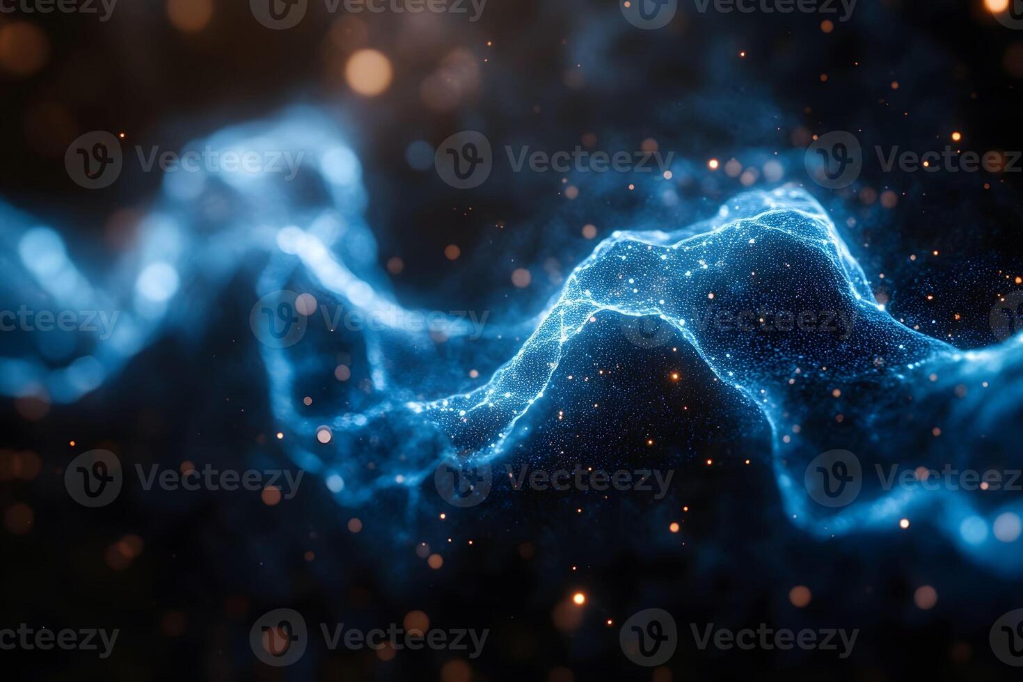 Glowing Abstract Blue Waves with Bokeh Light Effects for Modern Tech Background Design photo