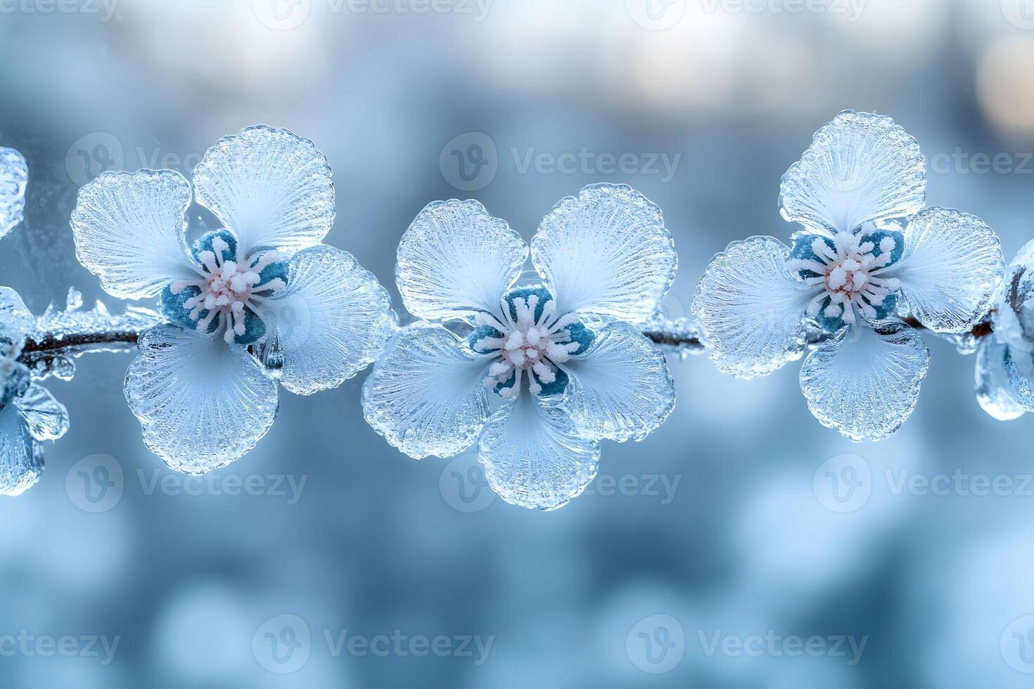 Frost-Kissed Blossoms in Winter - Nature's Icy Beauty for Seasonal Design photo