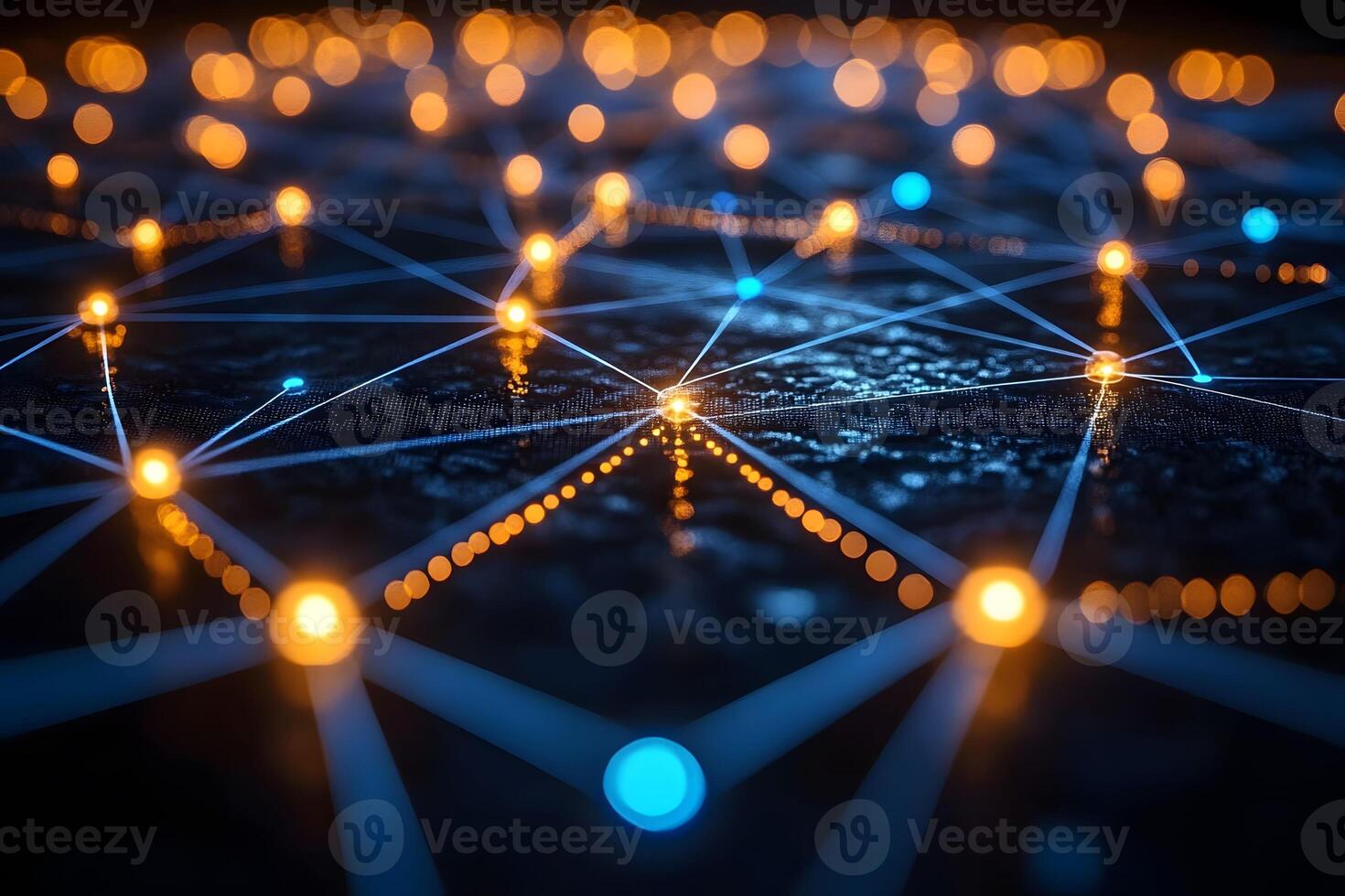 Futuristic Network Connection with Glowing Nodes and Lines for Technology Design photo